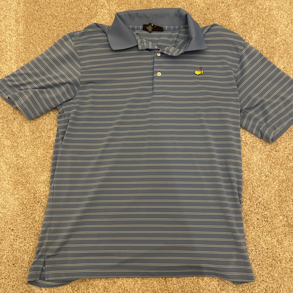 Blue striped masters polo